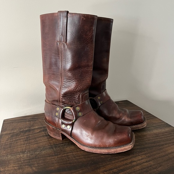 Frye Other - FRYE Harness Men’s Brown Moto Square Toe Leather Boots, Size 8D.